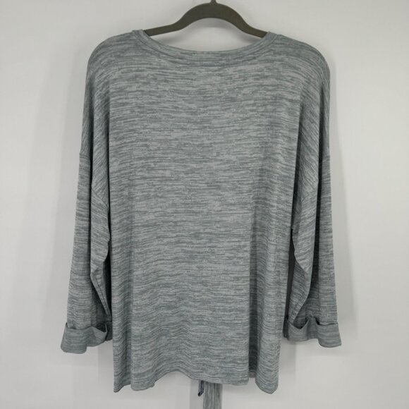 Lucky Brand Womens Grey Tie Front shirt top Size Large Knit Pullover new - Picture 10 of 11